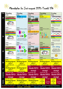 Månedsplan for Juni-august 2015–Trosvik SFO