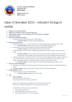 2. Årsmøte 2015 Saksliste - Tromsø Taekwon