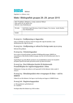 Møte i Bibliografisk gruppe 28.-29. januar 2015