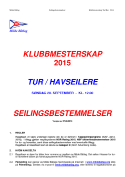 KLUBBMESTERSKAP 2015 TUR / HAVSEILERE