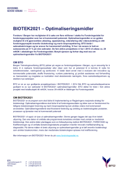 BIOTEK2021 – Optimaliseringsmidler