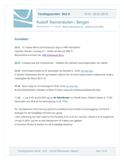 Torsdagsposten uke 4 – 2015 - Rudolf Steinerskolen i Bergen