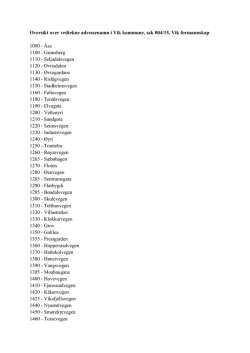 Oversyn over vedtekne adressenamn, sjå også kart i