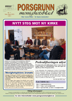 Menighetsblad Nr. 1 2015 - Porsgrunn kirkelige fellesråd