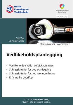 Program - Norsk Forening for Vedlikehold