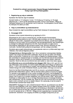 Endelig protokoll 2015 - Sameiet Bergsjø Høyfjellsleiligheter