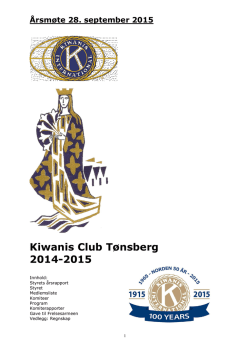 Årsberetning 2014-2015 - Kiwanis Club Tønsberg