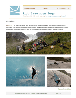 Torsdagsposten uke 40 – 2015 - Rudolf Steinerskolen i Bergen