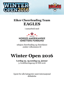 Invitasjon, Winter Open 2016 - Norges Amerikanske Idretters Forbund