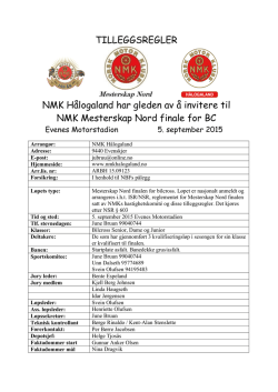 Tillegsregler NMK Mesterskap Nord 2015