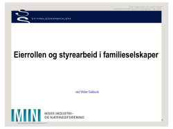 MIN 21.4.2015 Widar Salbuvik – Styrearbeid i familieselskaper