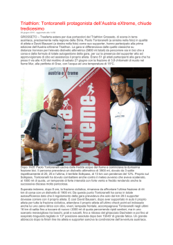 Triathlon: Tontoranelli protagonista dell`Austria eXtreme, chiude
