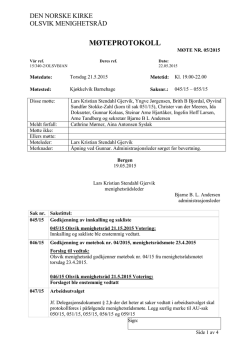 Protokoll fra møte 05/15 - 21.5.2015