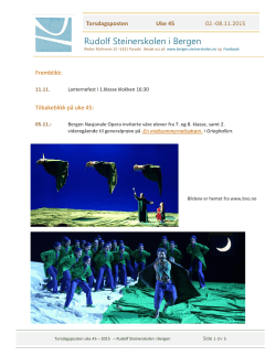Torsdagsposten uke 45 – 2015 - Rudolf Steinerskolen i Bergen