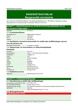SIKKERHETSDATABLAD Mangansulfat monohydrat