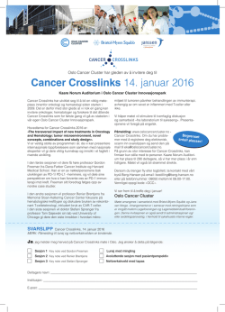 Cancer Crosslinks 14. januar 2016