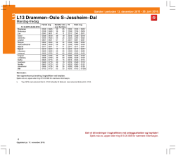 Rutetabell for tog L13 Drammen-Dal 13.12.2015-26.06.2016