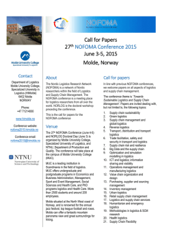 Call for Papers 27th NOFOMA Conference 2015 June 3