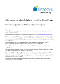 Informasjon om salg av leiligheter i prosjektet Barbu Brygge