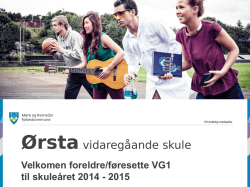 VG1 føresette - Ørsta vidaregåande skule
