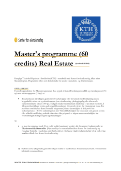 Master`s programme Real Estate
