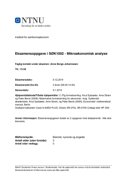 Eksamensoppgave i SØK1002 - Mikroøkonomisk analyse