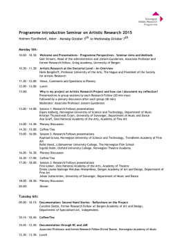 Programme Introduction Seminar on Artistic Research 2015