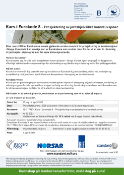 Kurs i Eurokode 8 - Prosjektering av jordskjelvsikre