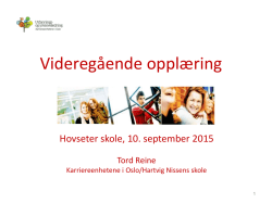 Infomøte for elever 10 trinn 2015-09-10 Hovseter