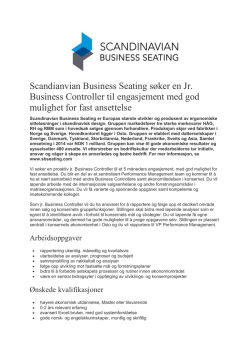 Scandianvian Business Seating søker en Jr. Business Controller til