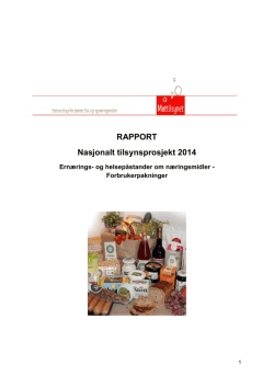 RAPPORT Nasjonalt tilsynsprosjekt 2014