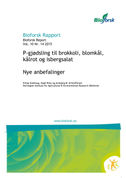 Rapport - P-Gjødsling til brokkoli, blomkål og isbergsalat