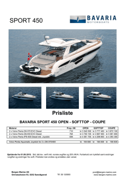 Prisliste Bavaria 450 Sport Series 2015 / 2016