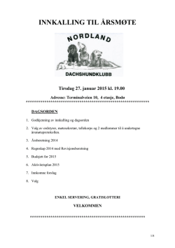 INNKALLING TIL ÅRSMØTE - Nordland Dachshundklubb
