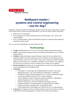 Nettbasert master i systems and control engineering