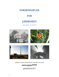 FORSKINGSPLAN FOR JÆRMUSEET