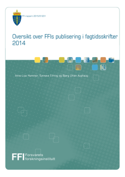 Oversikt over FFIs publisering i fagtidsskrifter 2014