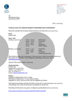 Til: Skiskytterkretsene Lag tilsluttet NSSF Oslo, 5. mai 2015