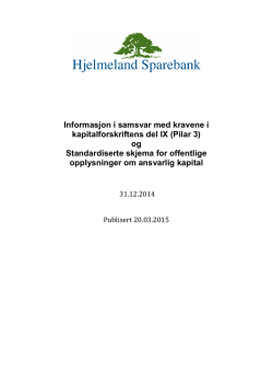 PilarIII 2015 - Hjelmeland Sparebank