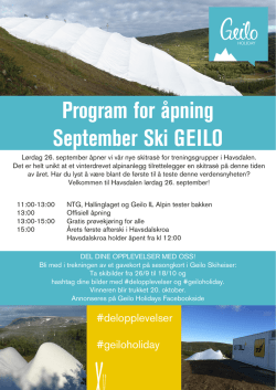 Program for åpning September Ski GEILO