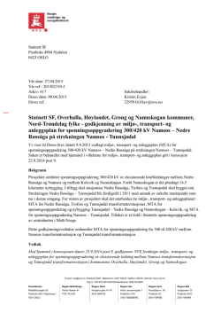 Godkjenning fra NVE - Namsos-Tunnsjødal (, 502 KB)