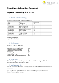 Negotia avdeling Sør-Rogaland Styrets beretning for 2014