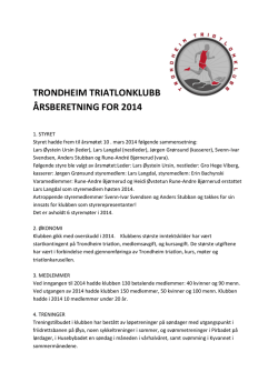 årsberetning tt14 - Trondheim triatlonklubb