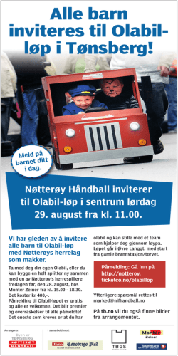 Alle barn inviteres til Olabil- løp i Tønsberg!