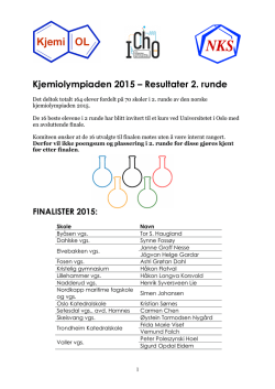 Kjemiolympiaden 2015 – Resultater 2. runde