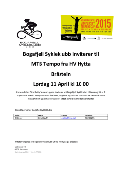 Bogafjell Sykleklubb inviterer til MTB Tempo fra HV