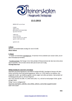 Fredagslapp 13.3.2015 - Steinerskolen i Haugesund