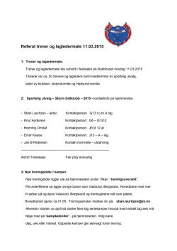 Referat trener og lagledermøte 11.03.2015