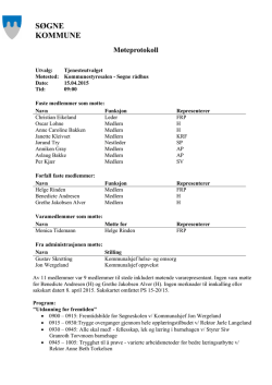 SØGNE KOMMUNE Møteprotokoll