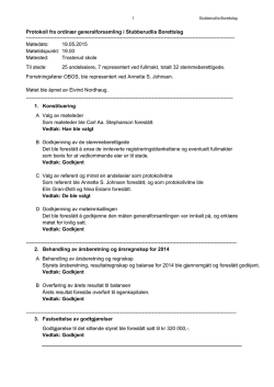 Protokoll fra ordinær generalforsamling i Stubberudlia Borettslag
